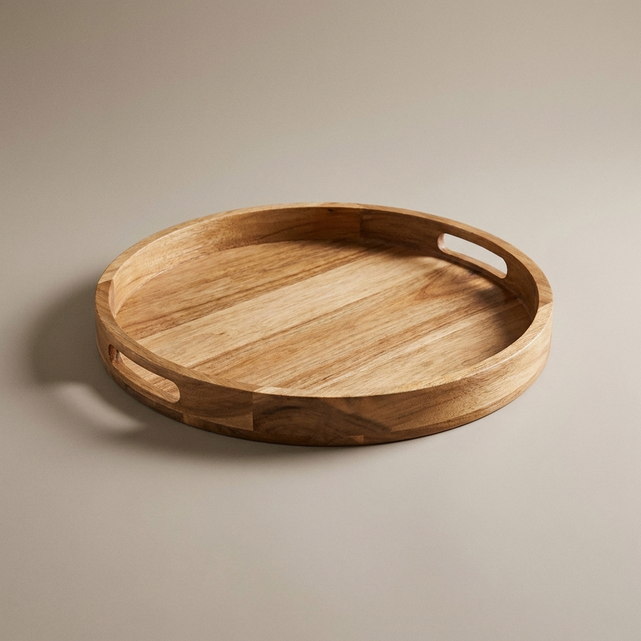 Round Wooden Serving Tray