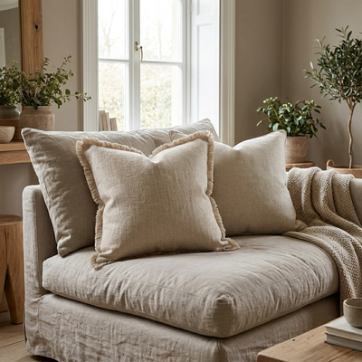 Linen Fringe Cushion Covers — Set of 2
