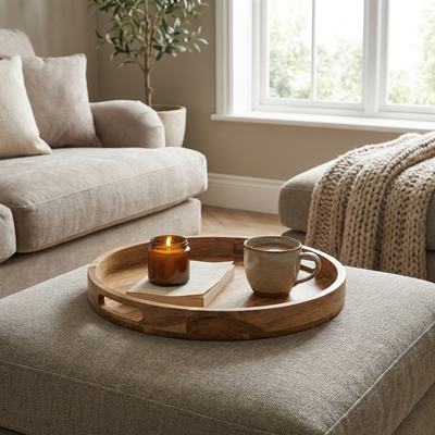 Round Wooden Serving Tray